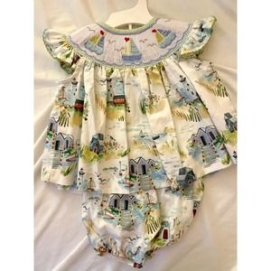 Le’ Za Me Smocked Sailboats Diaper Set 3M